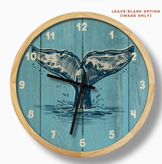 Whale Tail Rustic Casual Wall Clock - customizable - inthegardenandmore.com