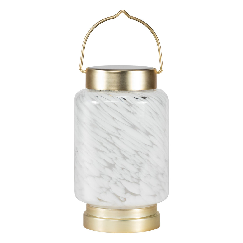 White Boaters Hand Blown Glass Solar Lanterns - inthegardenandmore.com