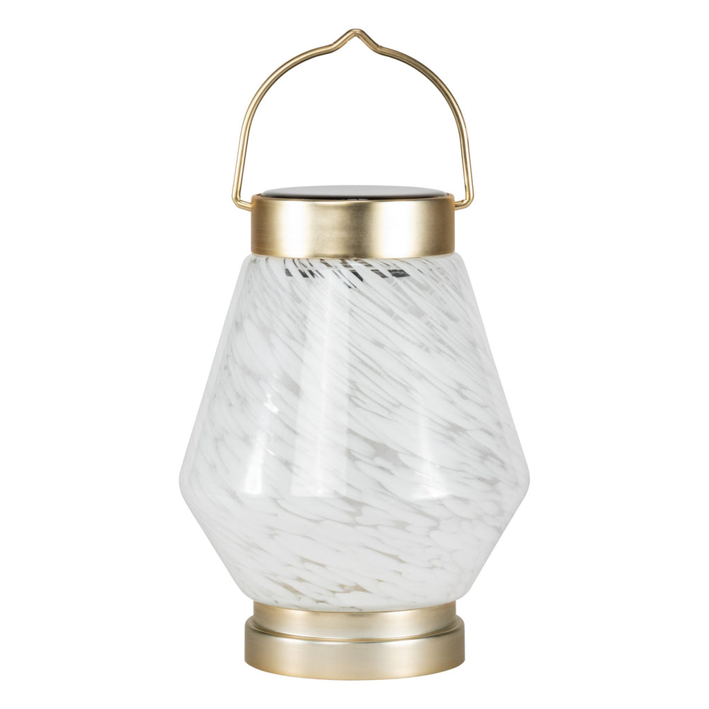 White Boaters Hand Blown Glass Solar Lanterns - inthegardenandmore.com