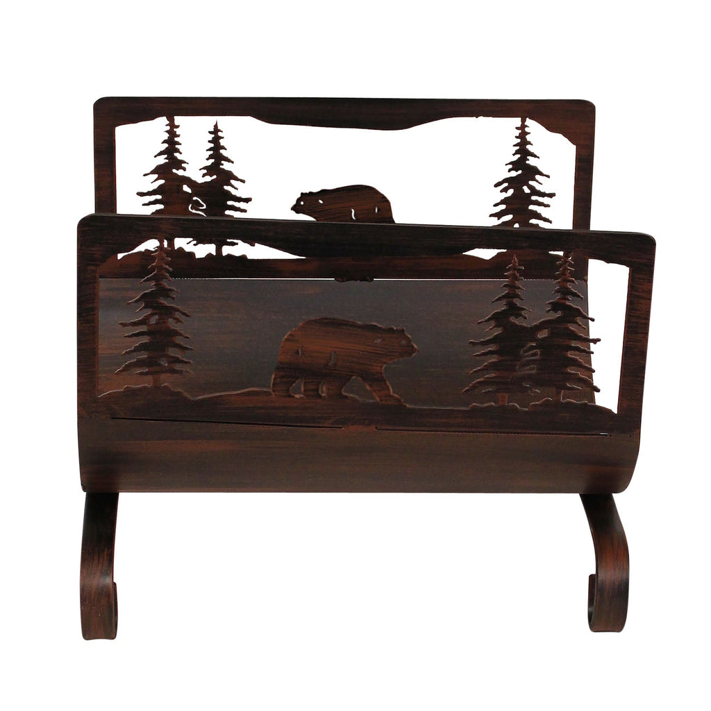 Wilderness Bear Scene Metal Firewood Wood or Magazine Rack - inthegardenandmore.com