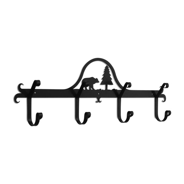 Wilderness Bear Wrought Iron Wall Mounted Coat Rack - inthegardenandmore.com