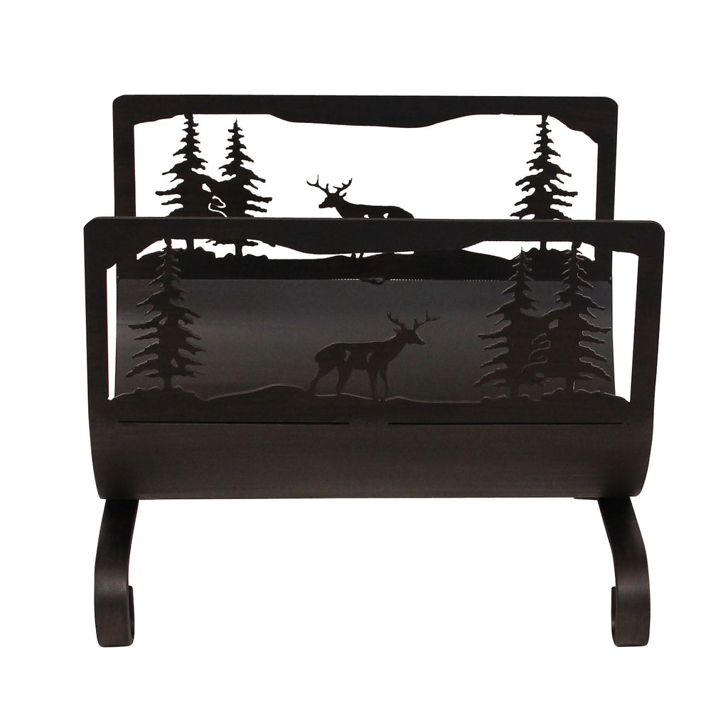 Wilderness Deer Scene Metal Firewood Wood or Magazine Rack - inthegardenandmore.com