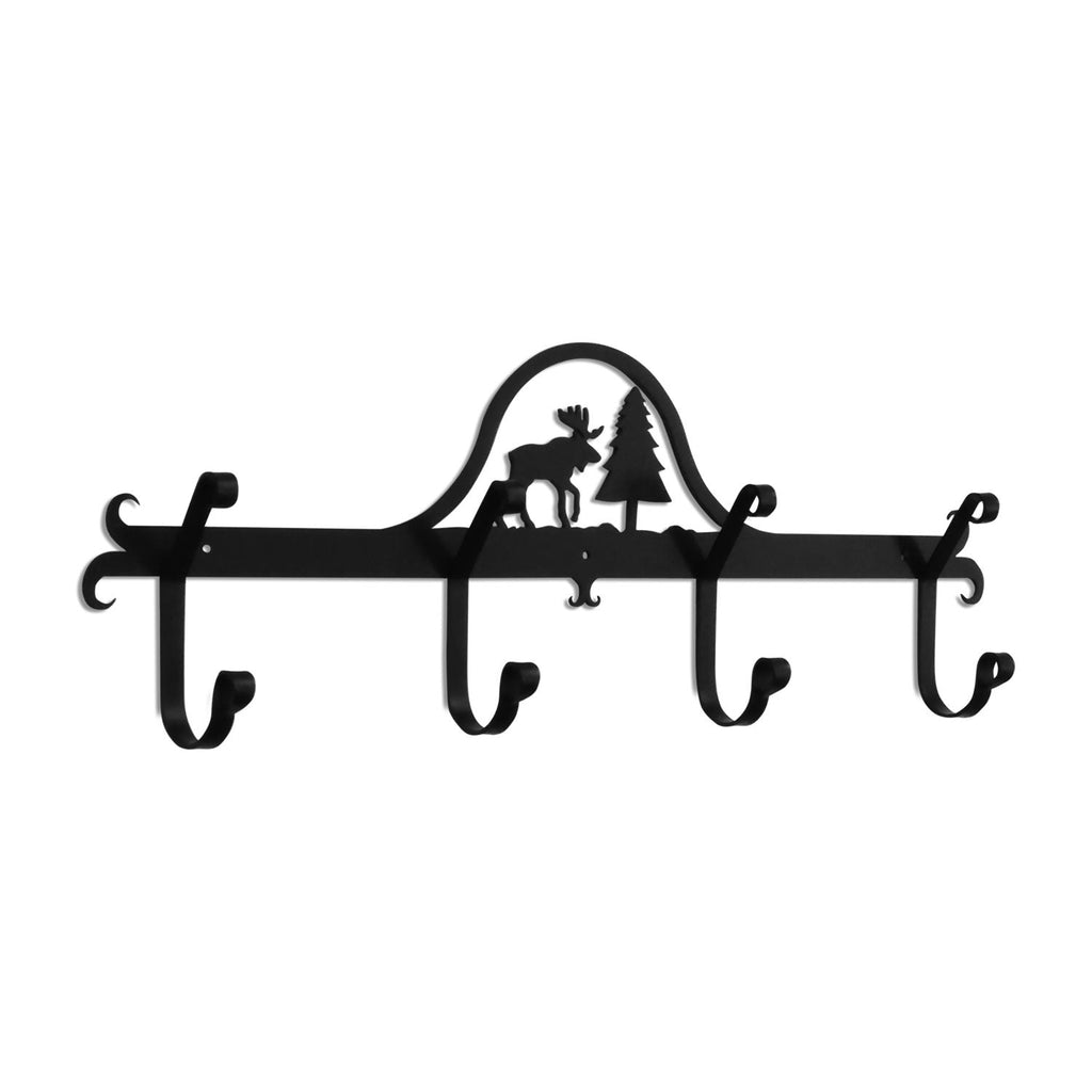 Wilderness Moose Wrought Iron Wall Mounted Coat Rack - inthegardenandmore.com