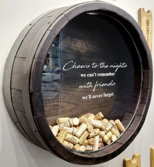 Wine Barrel Head Cork Holder With Quote (customizable) - inthegardenandmore.com