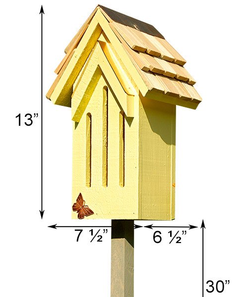 Yellow Butterfly House With Mounting Stake - inthegardenandmore.com