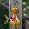 Yellow Handblown Glass Solar LED Luminating Hummingbird Feeder - inthegardenandmore.com