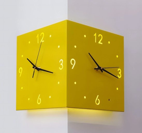 Yellow Square Backlit Corner Illuminating Wall Clock - inthegardenandmore.com